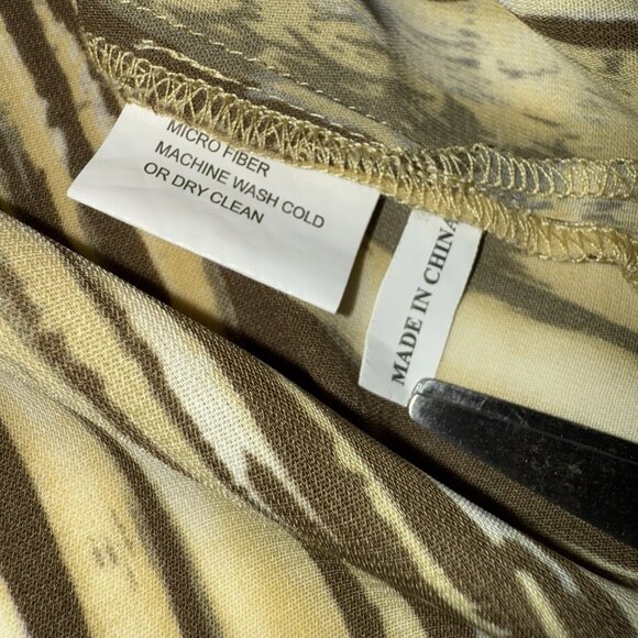 Bassiri Uomo USA Mens M Yellow Brown Striped Short Sleeve Button Up Shirt - Picture 5 of 6